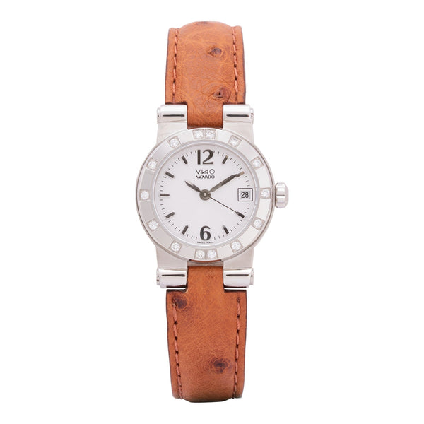 Vizio Movado 1604878 Women's 24mm White Dial Brown Leather Watch