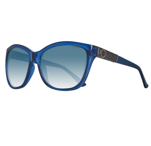 Guess 7417 90X Women's Transparent Frame Blue Mirrored Lens Sunglasses