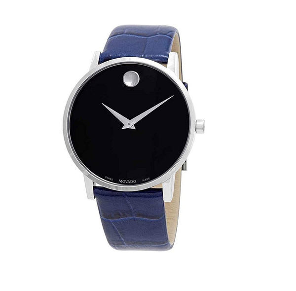 Movado 0607221 Men's 40mm Black Dial Blue Leather Strap Watch