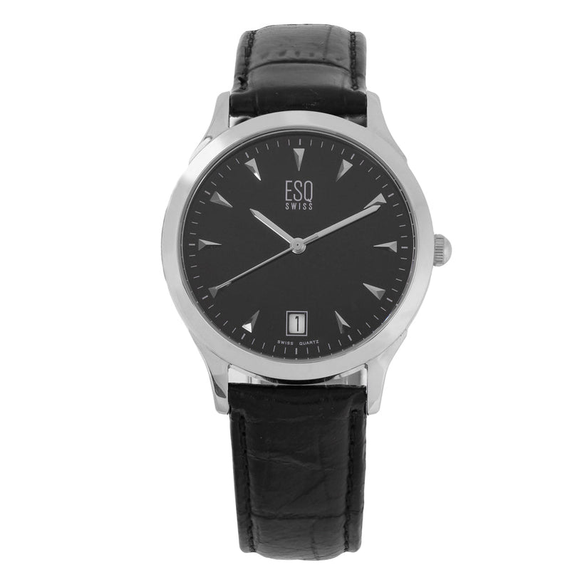 ESQ 07300770 Unisex 36mm Black Leather Silver Stainless Steel Quartz Watch