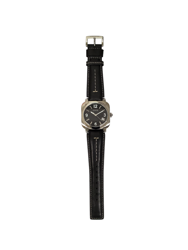Coach 14600408 Unisex 44mm Black Leather Silver Stainless Steel Quartz Watch