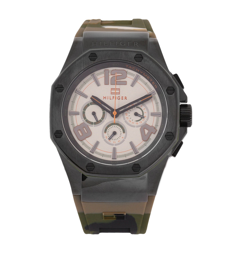 Tommy Hilfiger 1790925 Eton Men's 44mm Stainless Steel Silicone Quartz Watch