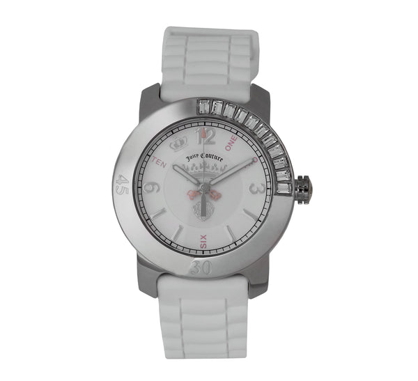 Juicy Couture 1900548 Women's 38mm Crystal White Silicone Strap Quartz Watch
