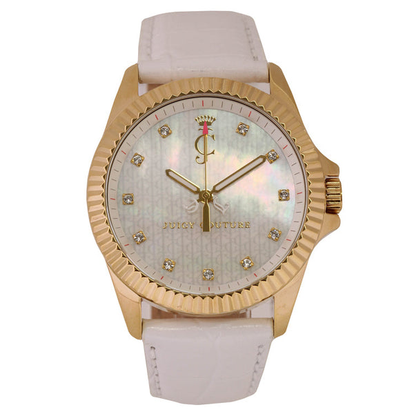 Juicy Couture 1900930 Stella Women's 40mm Gold Bezel Leather Strap Quartz Watch