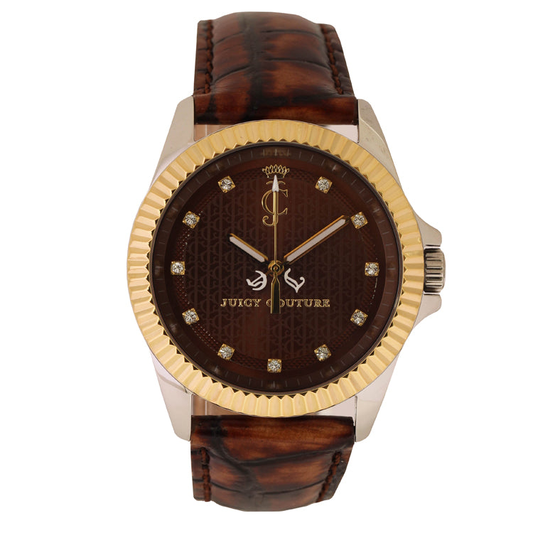Juicy Couture 1900932 Stella Women's 40mm Gold Bezel Brown Leather Quartz Watch