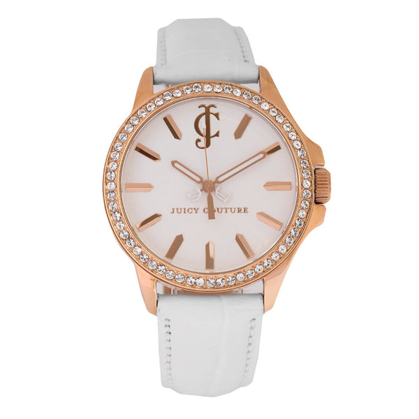 Juicy Couture 1900968 Jetsetter Women's 38mm Crystal Bezel White Silicone Watch