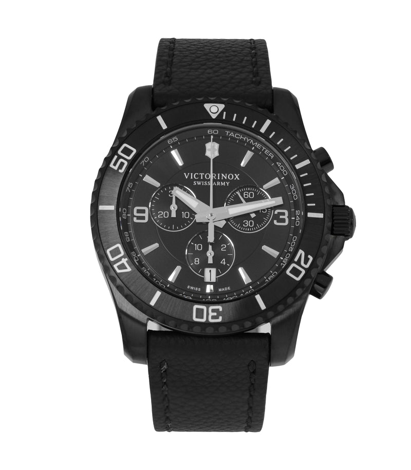 Victorinox Swiss Army 241786 Men's 43mm Chronograph Black Leather Watch