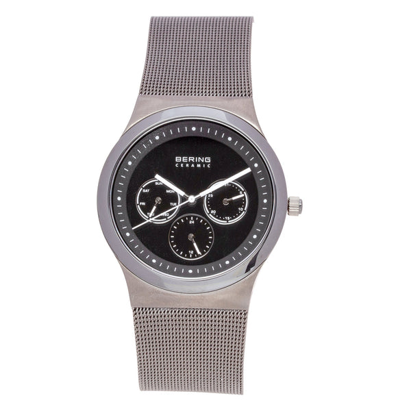 Bering 32139-302 Ceramic Men's 39mm Silver Stainless Steel Mesh Black Dial Watch