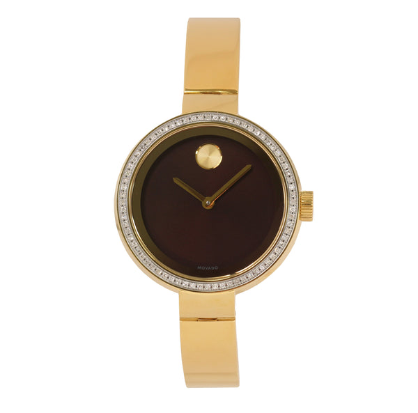 Movado Bold 3600282 Women's 34mm Studded Minimal Gold Bracelet Quartz Watch