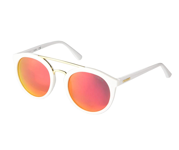 Guess 7387 21C Women's White Frame Pink Mirrored Lens Sunglasses