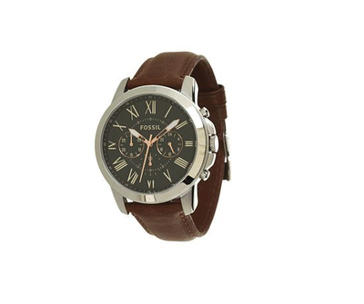 Fossil FS4735IE Grant Men s 44m Chrono Brown Leather Silver Quartz Wat Timcorpofnj