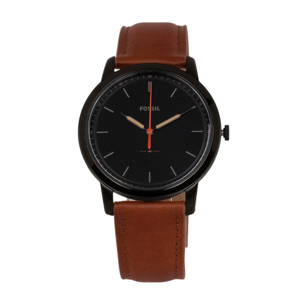 Fossil The Minimalist FS5305 Men's 44mm Black Dial Brown Leather Watch