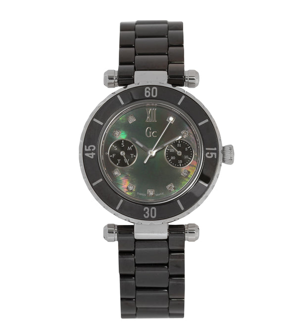 Guess Collection G46003L2 Women's 34mm Diamond Dial Black Ceramic Quartz Watch