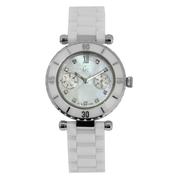 Guess Collection G46003L1 Women's 34mm Diamond Dial White Ceramic Quartz Watch