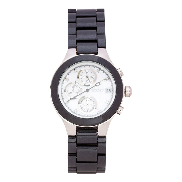 DKNY NY8064 Women's 38mm Mother of Pearl Black Chronograph Quartz Watch