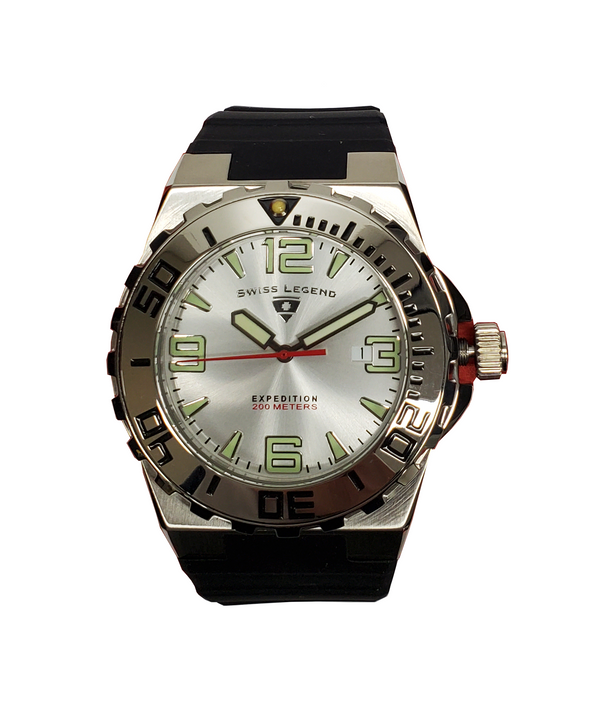 Swiss Legend Expedition SL-10008-02S Men's 46mm Silver Silicone Watch