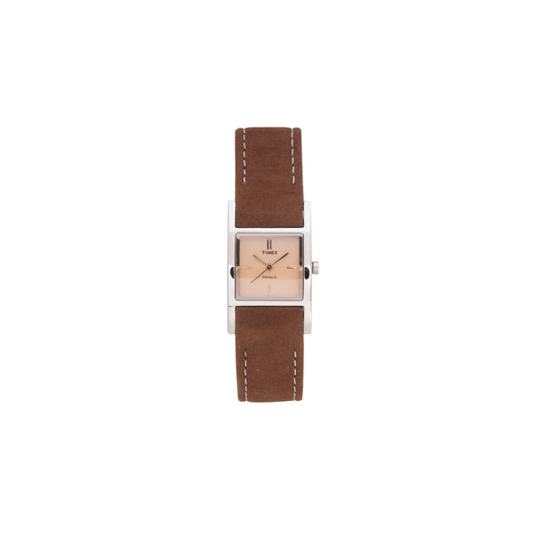 Timex T2J941 Women's 23mm Beige Dial Brown Leather Watch