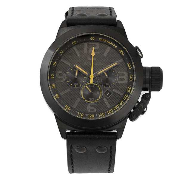 TW Steel TW900 Canteen Men's 45mm Chrono Tachymeter Black Leather Quartz Watch