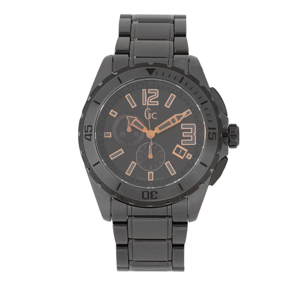 Guess Collection X76014G2S Men's 45mm Chrono Black Ceramic Steel Quartz Watch