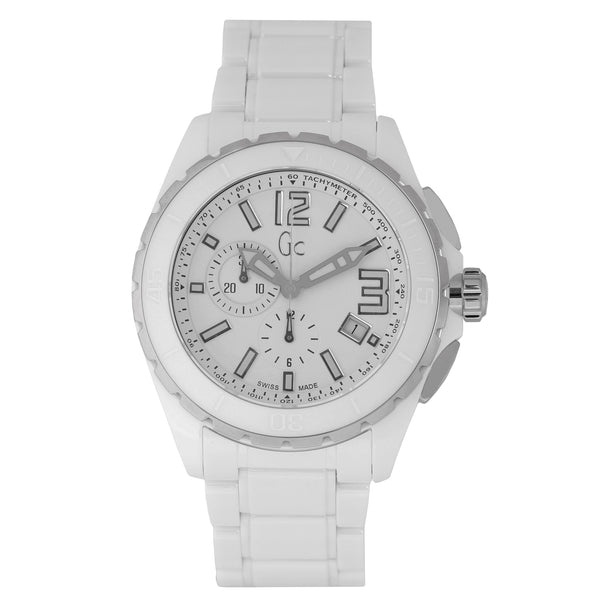 Guess Collection X76015G1S Men's 45mm White Ceramic Stainless Steel Quartz Watch