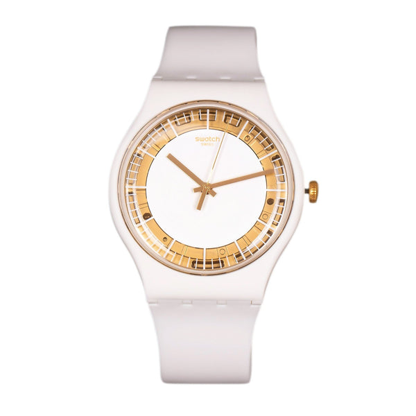 Swatch SILIWHITE SUOW158 Unisex 41mm White Gold Skeleton Watch